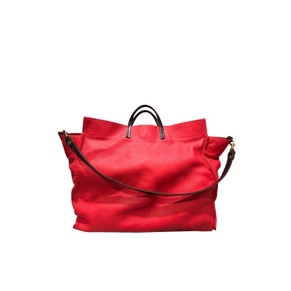 Clare V. Simple Tote Red Pebbled Leather Crossbody — Fair, Read Condition